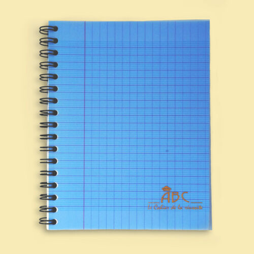 cahier bleu transparent
